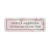 Roze en gouden marmeren retouradres etiket (Voorkant)