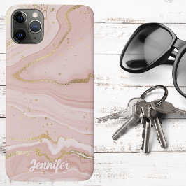Roze en gouden marmeren signatuur  Case-Mate iPhone case