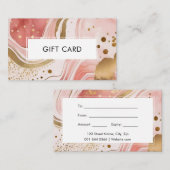 Roze en Gouden Marmeren Waterverf Cadeaubon Visitekaartje (Voorkant / Achterkant)