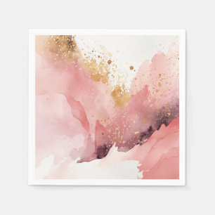 Roze en gouden marmeren waterverf decoratie servet