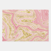 Roze en gouden marmerlook inpakpapier vel (Voorkant 3)