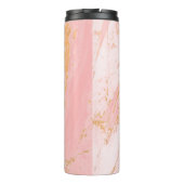 Roze en gouden marmerpatroon gepersonaliseerd thermosbeker (Achterkant)