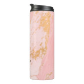 Roze en gouden marmerpatroon gepersonaliseerd thermosbeker (Geroteerd rechts)