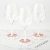 Roze en gouden marmerprint wijn glas labels (Set)