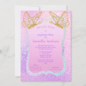 Roze en gouden meisje lange afstand Baby shower Ba Kaart (Voorkant)