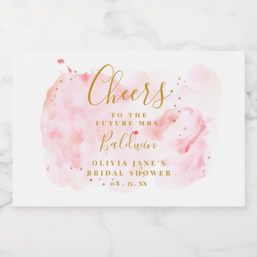 Roze en Gouden Mini Mousserende Wijn Label, Bruids Sparkling Wijnetiket (Enkel label)