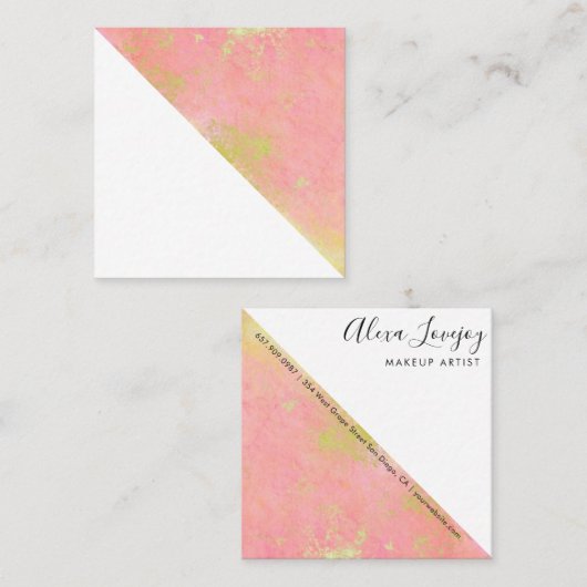 Roze en gouden minimalistisch Visitekaartje (Voorkant / Achterkant)