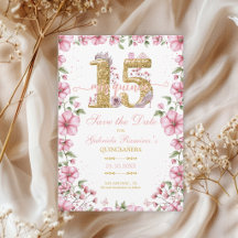 Roze en Gouden Miss Quince Quinceañera