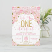 Roze en gouden Miss Vernederful 1e verjaardag Kaart (Staand voorkant)