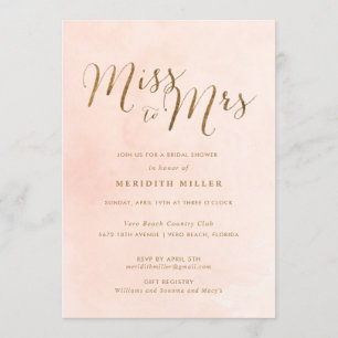 Roze en gouden Miss voor Mrs Vrijgezellenfeest Par Kaart