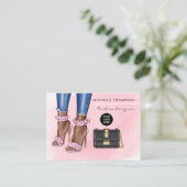 Roze en Gouden Mode Visitekaartje (Staand voorkant)