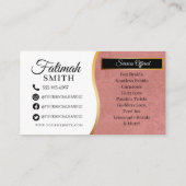 Roze en gouden moderne haarvlechten op salon visitekaartje (Achterkant)