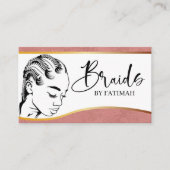 Roze en gouden moderne haarvlechten op salon visitekaartje (Voorkant)