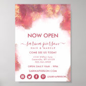 Roze en gouden moderne kunst Vloeibare inkt Poster (Voorkant)