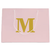 Roze en Gouden Moderne Letter Monogram Groot Cadeauzakje (Voorkant)
