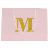 Roze en Gouden Moderne Letter Monogram Groot Cadeauzakje (Achterkant)