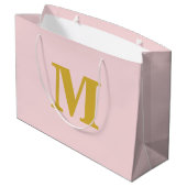 Roze en Gouden Moderne Letter Monogram Groot Cadeauzakje (Achterkant Gekanteld)