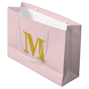 Roze en Gouden Moderne Letter Monogram Groot Cadeauzakje
