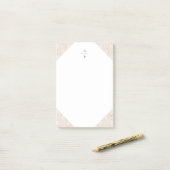 Roze en Gouden Ogee Monogrammed Post-it® Notes (Op bureau)