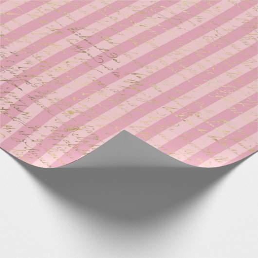 Roze en gouden olieslagers Parijs Calligrafie Cadeaupapier (Hoek)