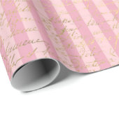 Roze en gouden olieslagers Parijs Calligrafie Cadeaupapier (Rol Hoek)
