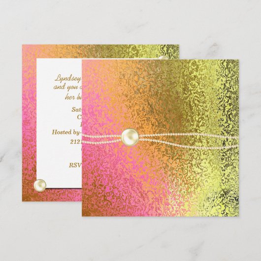 Roze en gouden olievlekken Dames en heren, uitnodi Kaart (Voorkant / Achterkant)