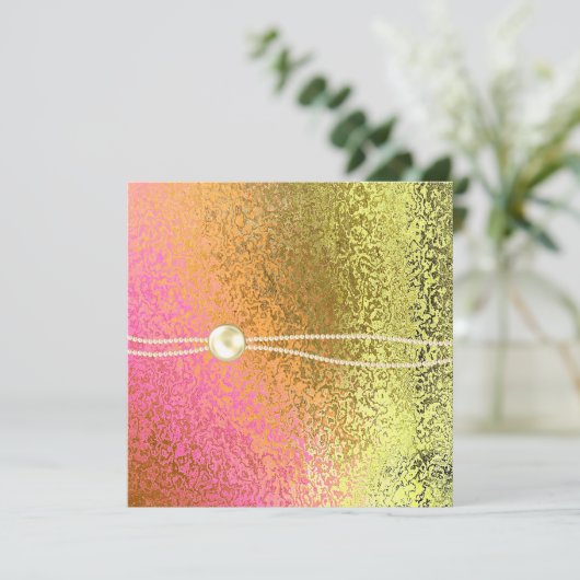 Roze en gouden olievlekken Dames en heren, uitnodi Kaart (Staand voorkant)