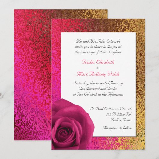 Roze en gouden olievlekken kaart (Voorkant / Achterkant)