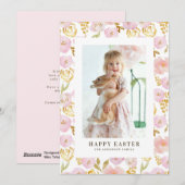 Roze en gouden olievloeren Foto Happy Paast Feestdagenkaart (Voorkant / Achterkant)