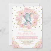  Roze en Gouden Olifant 1e Verjaardag Oerwoud Kaart (Voorkant)