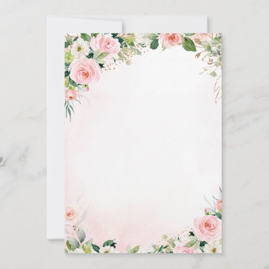 Roze en gouden olifant baby shower uitnodiging mei (Achterkant)