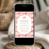 Roze en gouden olifant in één Indiase bruiloft Kaart