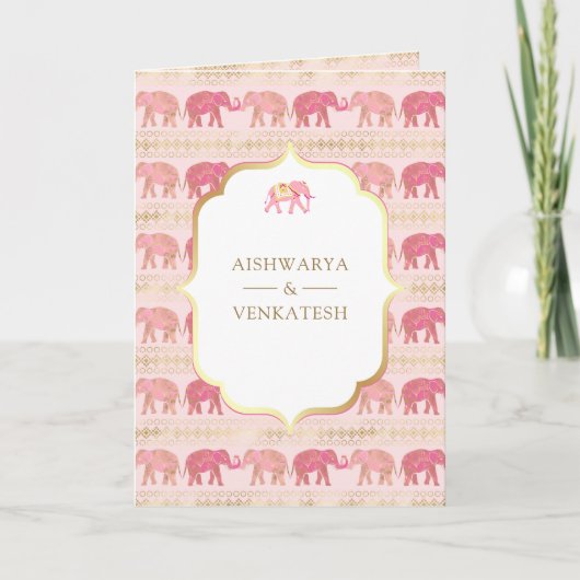 Roze en Gouden Olifant Indiaan Alles in Een Huweli (Voorkant)