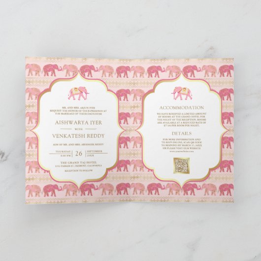 Roze en Gouden Olifant Indiaan Alles in Een Huweli (Binnen)