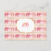 Roze en gouden olifant Indiase bruiloft details Informatiekaartje (Achterkant)