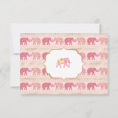 Roze en gouden olifant Indiase bruiloft RSVP Kaartje (Achterkant)