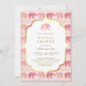 Roze en gouden olifant Indiase Vrijgezellenfeest Kaart (Voorkant)