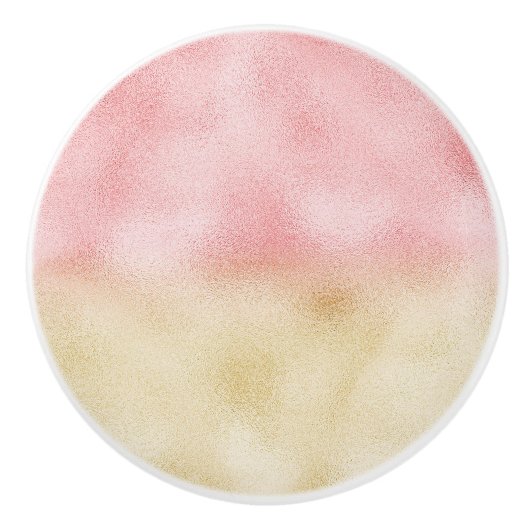 Roze en Gouden Ombre Folie Keramische Knop (Voorkant)