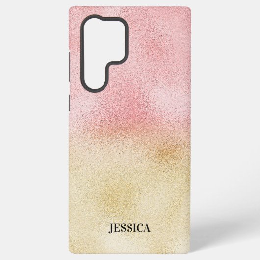 Roze en Gouden Ombre Folie Samsung Galaxy Hoesje (Achterkant)