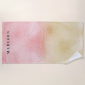 Roze en Gouden Ombre Folie Strandlaken (Voorkant)