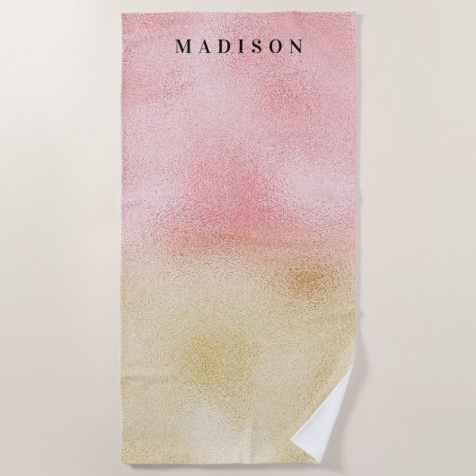 Roze en Gouden Ombre Folie Strandlaken (Voorkant)
