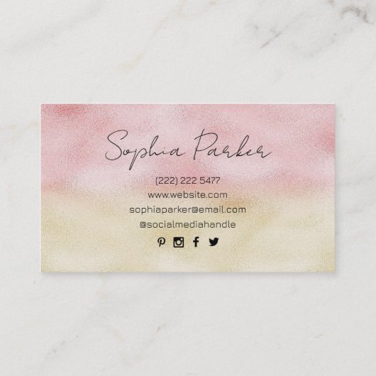 Roze en Gouden Ombre Folie Visitekaartje (Achterkant)