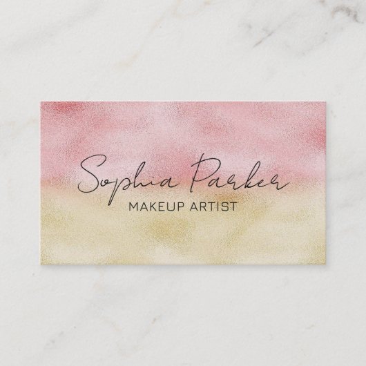 Roze en Gouden Ombre Folie Visitekaartje (Voorkant)