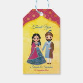 Roze en gouden ontwerpgrens Indische bruiloft Cadeaulabel (Voorkant)