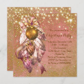 Roze en gouden Ornament kerstfeest Kaart (Voorkant / Achterkant)