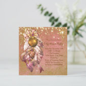 Roze en gouden Ornament kerstfeest Kaart (Staand voorkant)