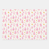 Roze en gouden Ornamenten, Bomen en Sneeuwvlokken Inpakpapier Vel (Voorkant 2)