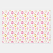 Roze en gouden Ornamenten, Bomen en Sneeuwvlokken Inpakpapier Vel (Voorkant)