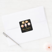 Roze en gouden Ornamenten Vrolijk kerstfeest Vierkante Sticker (Envelop)