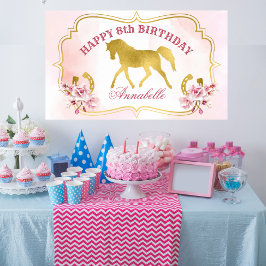 Roze en gouden paard feest draver goud paard banne poster